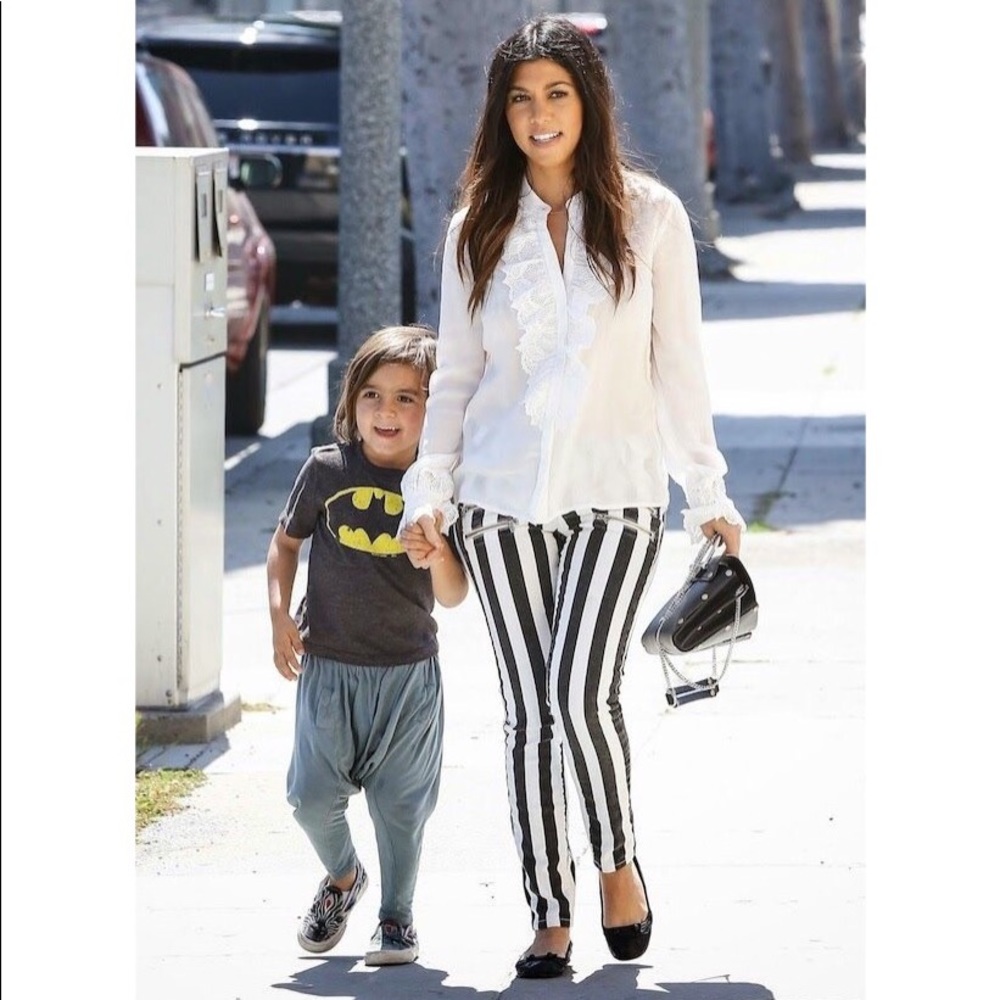 BeBe Black & White Striped Jeans